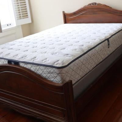 Victorian Walnut Continental Furniture Co. Solid Bed Frame and Night Stand