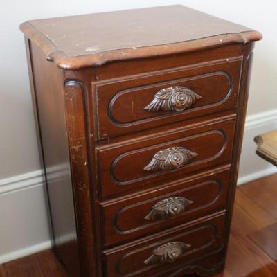 Victorian Walnut Continental Furniture Co. Solid Bed Frame and Night Stand