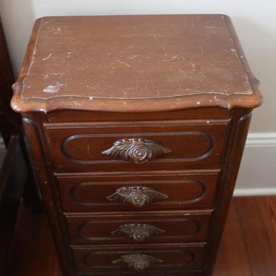 Victorian Walnut Continental Furniture Co. Solid Bed Frame and Night Stand