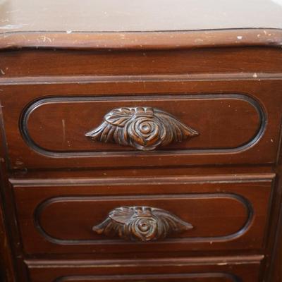 Victorian Walnut Continental Furniture Co. Solid Bed Frame and Night Stand