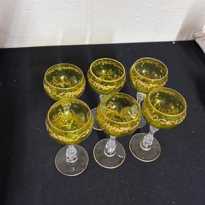Antique St Louis Crystal hock wine glasses (6)