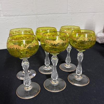 Antique St Louis Crystal hock wine glasses (6)