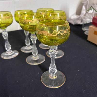 Antique St Louis Crystal hock wine glasses (6)
