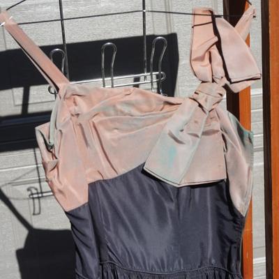 VINTAGE FORMAL DRESS WITH SPAGHETTI STRAPS IN TAFFETA