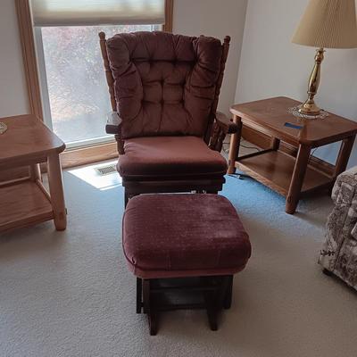 DUSTY ROSE GLIDER WITH GLIDING OTTOMAN