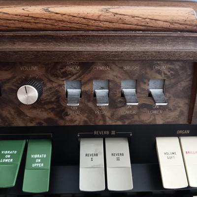 HAMMOND ORGAN WITH ALL THE BELLS AND WHISTLES, PIANO LIGHT AND A BENCH PLUS A LOT OF SHEET MUSIC
