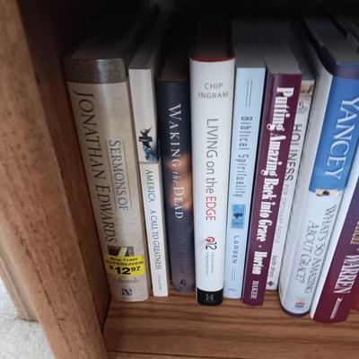 WOODEN ADJUSTABLE BOOKSHELF WITH SPIRITUAL BOOKS