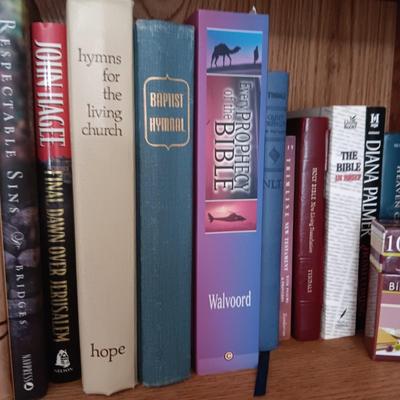 WOODEN ADJUSTABLE BOOKSHELF WITH SPIRITUAL BOOKS
