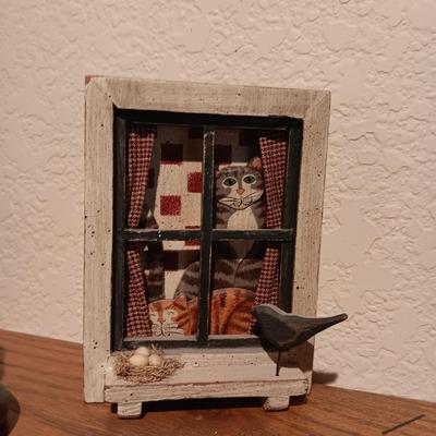 3 CERAMIC CATS, WILLOW TREE HOLDING A CAT AND MORE