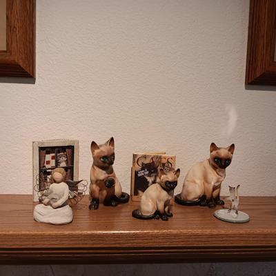 3 CERAMIC CATS, WILLOW TREE HOLDING A CAT AND MORE