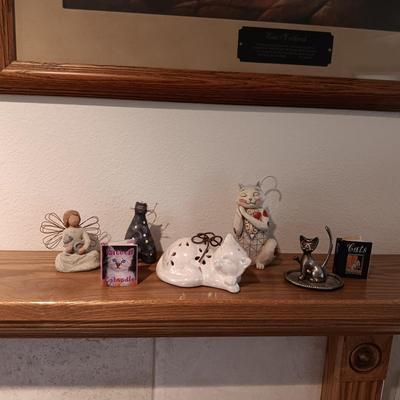 JIM SHORE CAT, PEWTER CAT RING HOLDER, WILLOW TREE ANGEL, MINIATURE CAT BOOKS AND MORE
