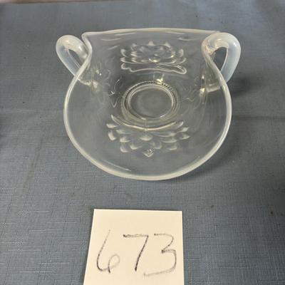Vintage Waterlily and Cattail Opalescent Glass Bonbon Dish
