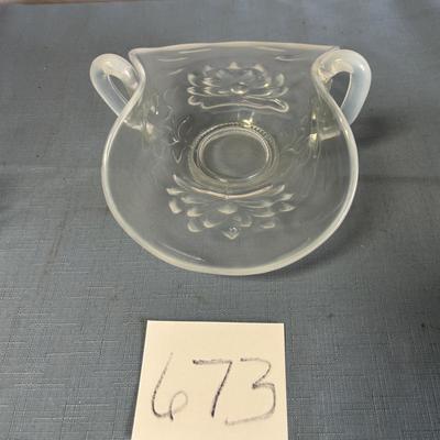 Vintage Waterlily and Cattail Opalescent Glass Bonbon Dish