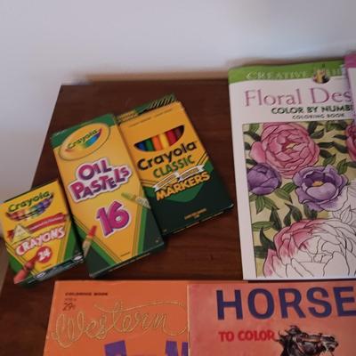 COLORING BOOKS, CRAYONS & OIL PASTELS