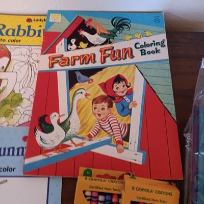 COLORING BOOKS AND CRAYONS