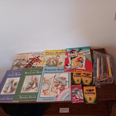 COLORING BOOKS AND CRAYONS