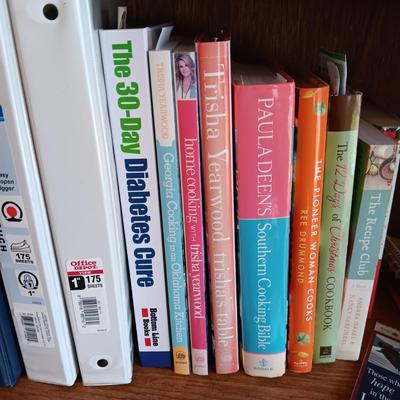 COOK BOOKS AND 3 RING BINDERS FULL OF RECIPES