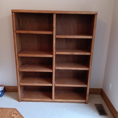 DOUBLE WOODEN BOOKSHELF WITH ADJUSTABLE SHELVES