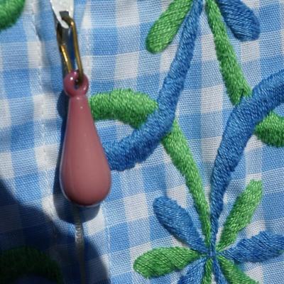 VINTAGE BLUE GINHAM SMOCK DRESS WITH EMBROIDERY