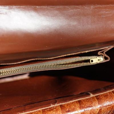 VINTAGE LADIES' HANDBAG ALLIGATOR SKIN EXTERIOR /leather and vinyl INTERIOR.
