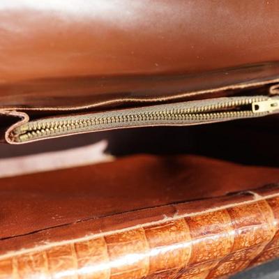 VINTAGE LADIES' HANDBAG ALLIGATOR SKIN EXTERIOR /leather and vinyl INTERIOR.