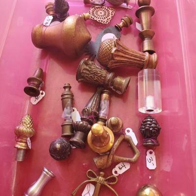 Finials and various lamp parts 