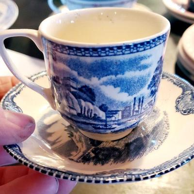 Demitasse cup saucer Blue White pottery take 75% off.