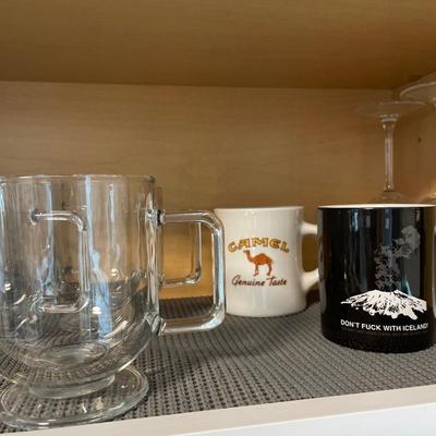 Fiesta mugs, cups, and saucers and other glassware