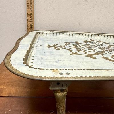 Vintage MCM TV Lap Bed Metal Tray Folding Legs