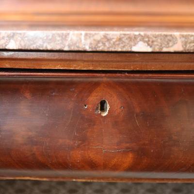 Antique Carved Walnut Marble Top Dresser with Mirror