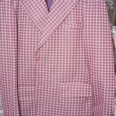 1970's VINTAGE PLAID MENS SUIT JACKETS. POLYESTER BLEND