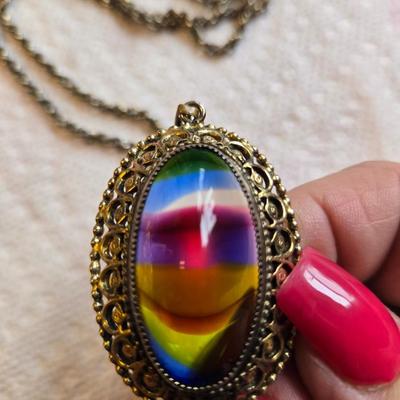 Whiting Davis Chain & multi color pendant
