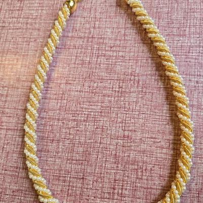 Beaded Gold & Pearl necklace