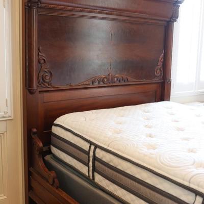 Antique Victorian Carved Double Bed Frame