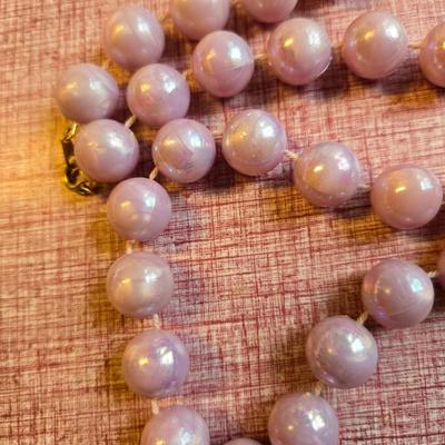 Topaz/brown and Lilac bead necklaces