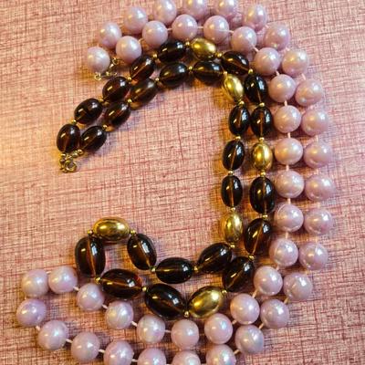 Topaz/brown and Lilac bead necklaces