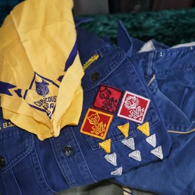 VINTAGE SCOUTING SHIRTS CUB SCOUT UNIFORM, BOY SCOUT SHIRT WITH SCARF