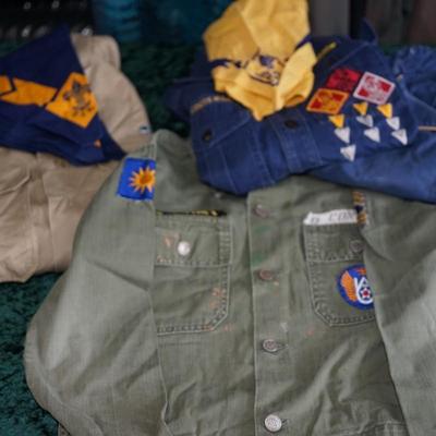 VINTAGE SCOUTING SHIRTS CUB SCOUT UNIFORM, BOY SCOUT SHIRT WITH SCARF