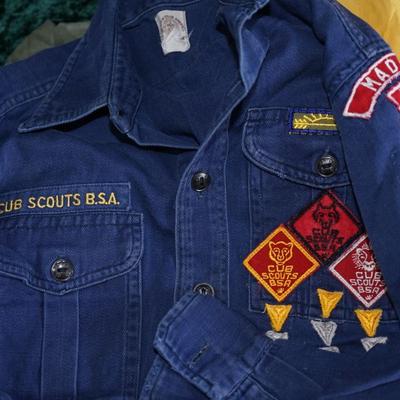 VINTAGE SCOUTING SHIRTS CUB SCOUT UNIFORM, BOY SCOUT SHIRT WITH SCARF