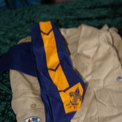 VINTAGE SCOUTING SHIRTS CUB SCOUT UNIFORM, BOY SCOUT SHIRT WITH SCARF