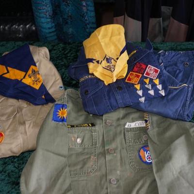 VINTAGE SCOUTING SHIRTS CUB SCOUT UNIFORM, BOY SCOUT SHIRT WITH SCARF