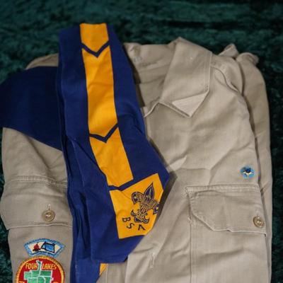 VINTAGE SCOUTING SHIRTS CUB SCOUT UNIFORM, BOY SCOUT SHIRT WITH SCARF