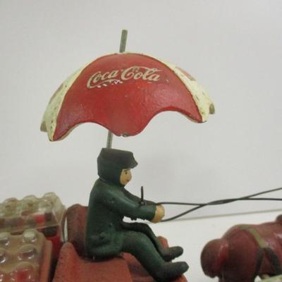 Vintage Cast Iron Horse Drawn Coca Cola Wagon With Cases & Bottles