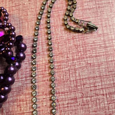 Rhinestone purple stone & pearl Set