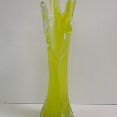Yellow Swung Vase Approx 11 1/4" Tall #1