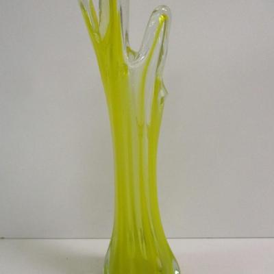 Yellow Swung Vase Approx 11 1/4" Tall #1