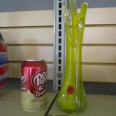 Yellow Swung Vase Approx 11 1/4" Tall #1