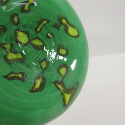 Hand Blown Signed & Numbered 4/2000 Green Glass Vase Approx 10" Tall #3