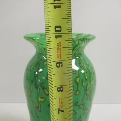 Hand Blown Signed & Numbered 4/2000 Green Glass Vase Approx 10" Tall #3
