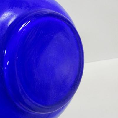 Lavorazione Arte Murano Vase Made In Italy Blue Ruffled Edge Hand Blown Approx 13 3/4" Tall #5